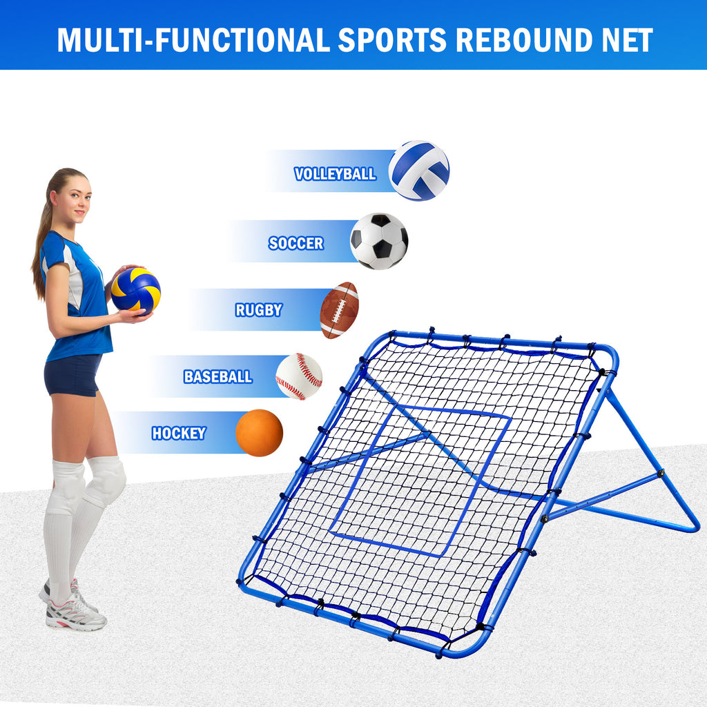 Winthai Volleyball Baseball Rebounder Net, Softball Rebounder Pitchback Net Quick Adjustments, Quick Adjustments Lacrosse Bounce Back Practice Equipment, Ideal for Outdoor Indoor and Backyard Training 4X4FT