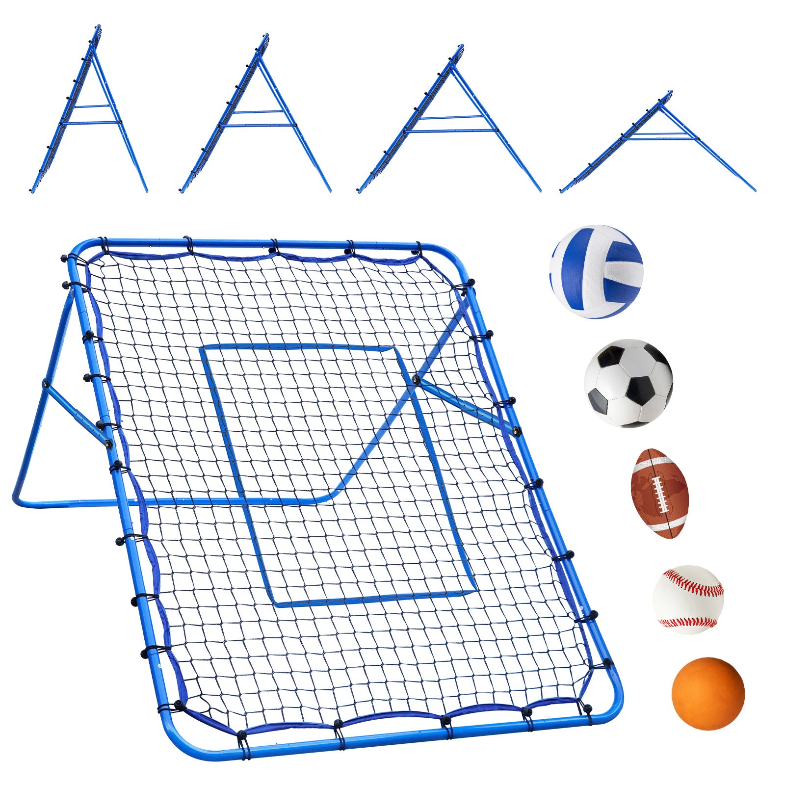 Winthai Volleyball Baseball Rebounder Net, Softball Rebounder Pitchback Net Quick Adjustments, Quick Adjustments Lacrosse Bounce Back Practice Equipment, Ideal for Outdoor Indoor and Backyard Training 5X4FT