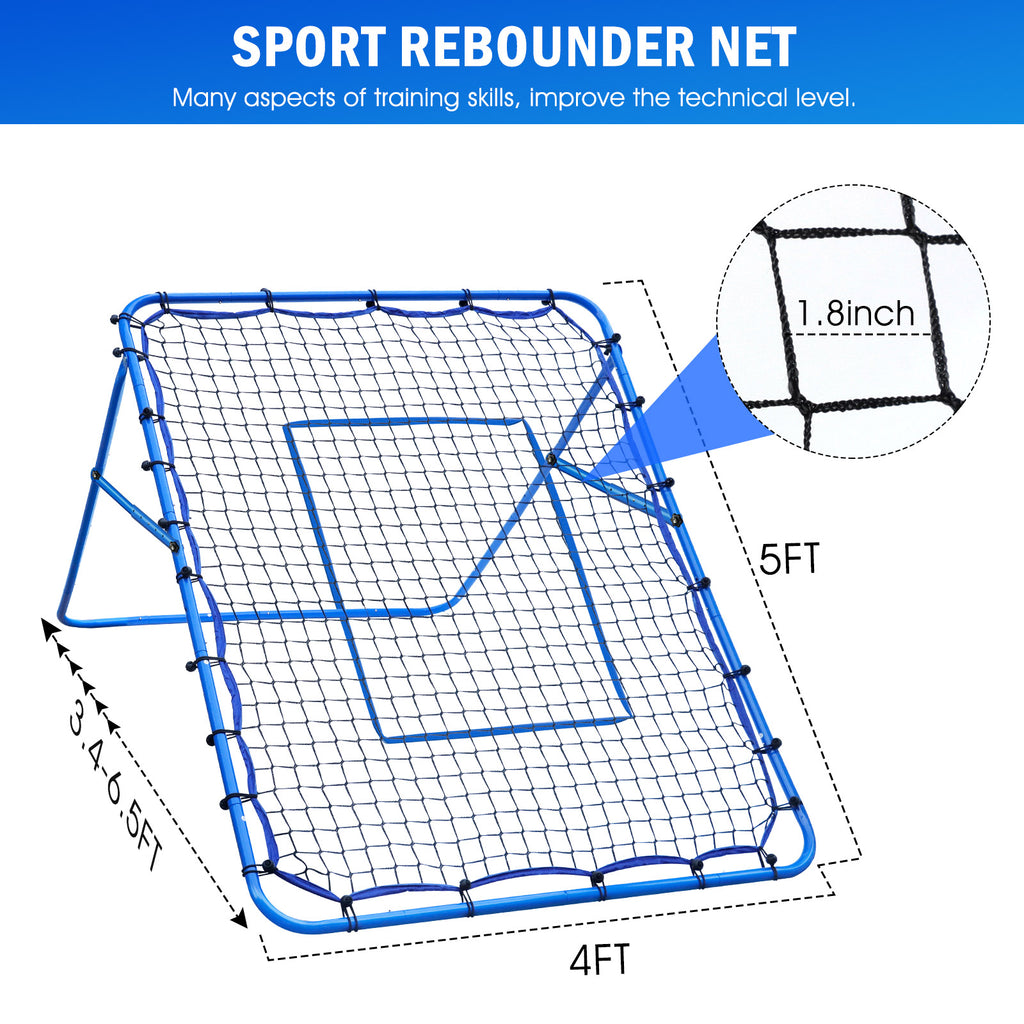 Winthai Volleyball Baseball Rebounder Net, Softball Rebounder Pitchback Net Quick Adjustments, Quick Adjustments Lacrosse Bounce Back Practice Equipment, Ideal for Outdoor Indoor and Backyard Training 5X4FT