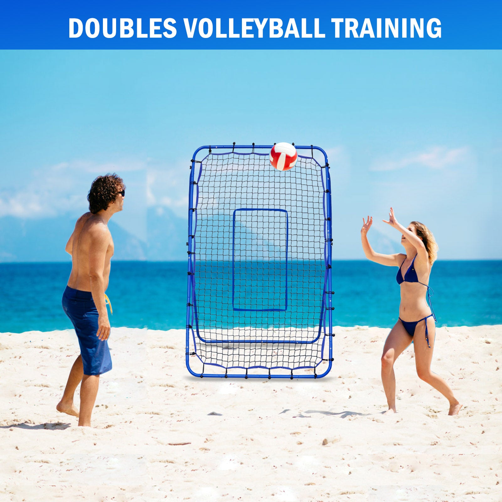 Winthai Volleyball Baseball Rebounder Net, Softball Rebounder Pitchback Net Quick Adjustments, Quick Adjustments Lacrosse Bounce Back Practice Equipment, Ideal for Outdoor Indoor and Backyard Training 6X4FT