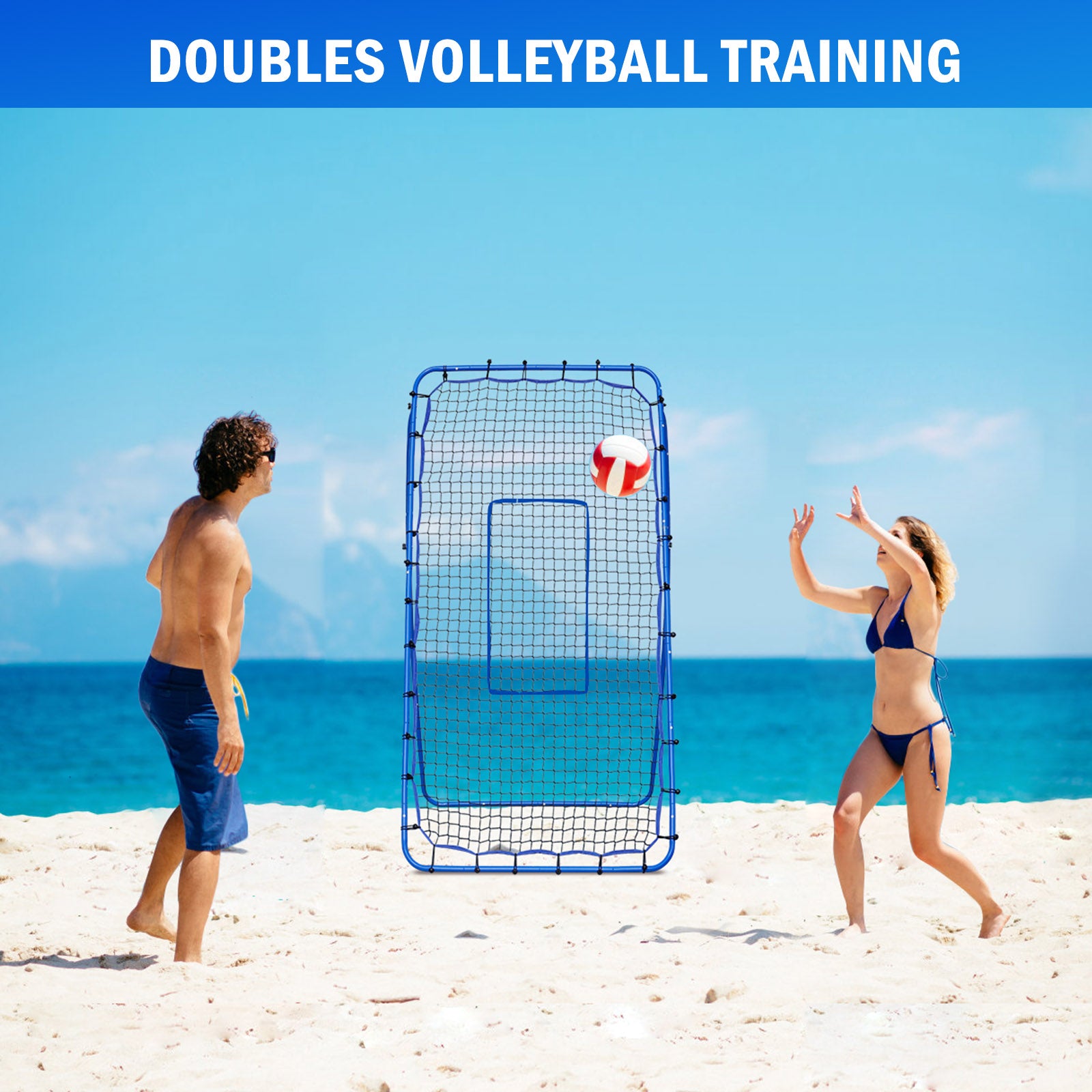 Winthai Volleyball Baseball Rebounder Net, Softball Rebounder Pitchback Net Quick Adjustments, Quick Adjustments Lacrosse Bounce Back Practice Equipment, Ideal for Outdoor Indoor and Backyard Training 7X4FT