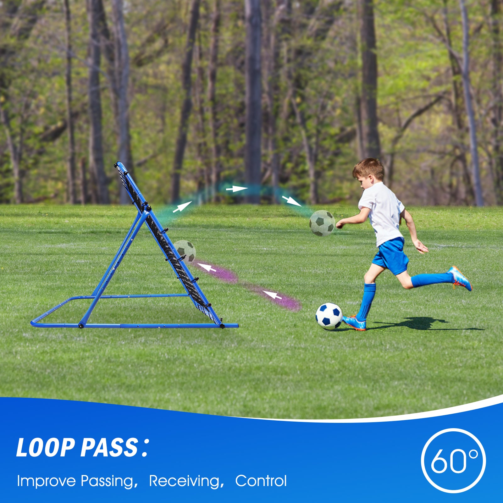 Winthai Soccer Rebounder Net, Quick-Switch Angle Soccer Training for Control, Passing Practice, Easy Setup Rebounder Gifts & Equipment for Kids,Teens & Adults 3.7x3.7FT