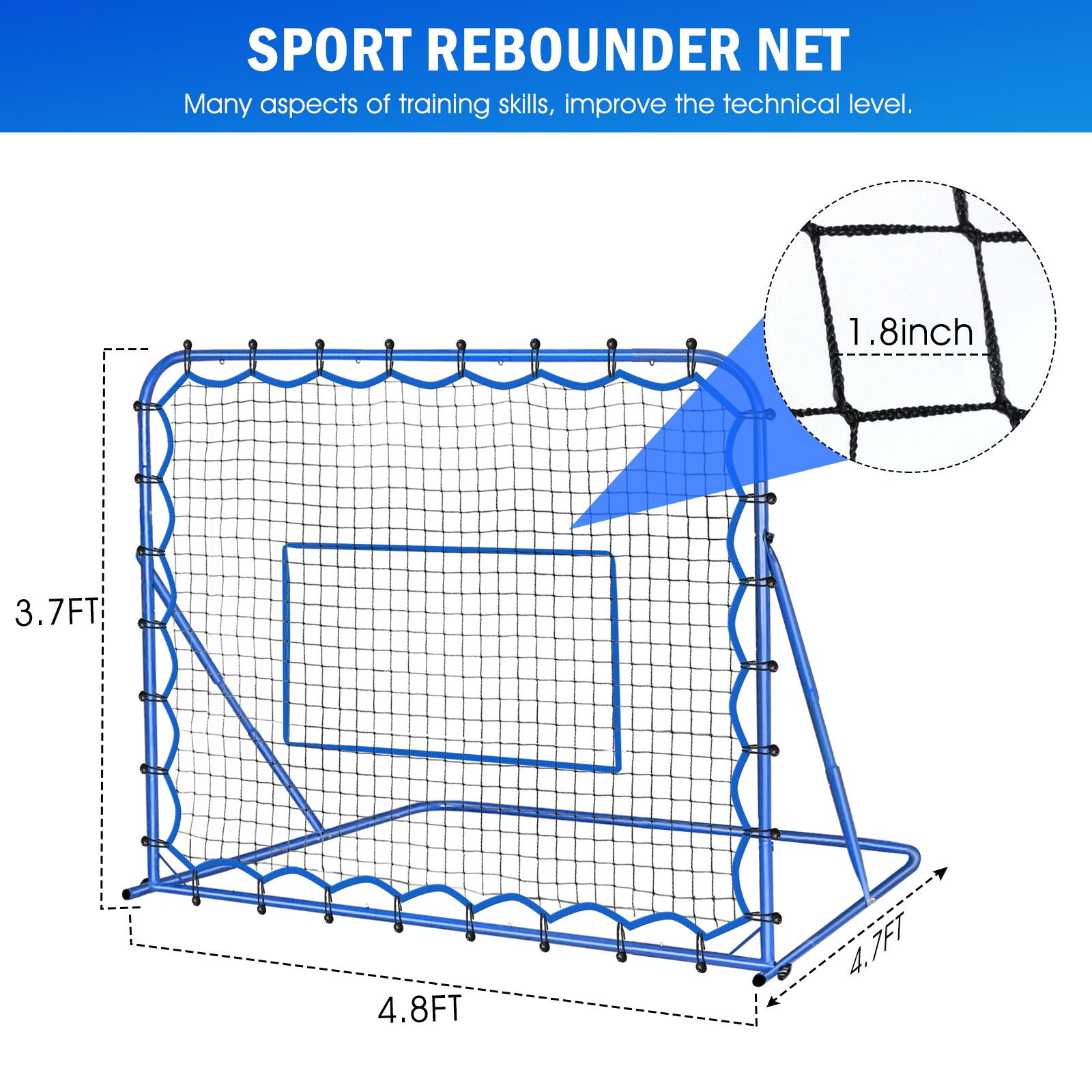 Winthai Soccer Rebounder Net, Quick-Switch Angle Soccer Training for Control, Passing Practice, Easy Setup Rebounder Gifts & Equipment for Kids,Teens & Adults 4.8x3.7FT