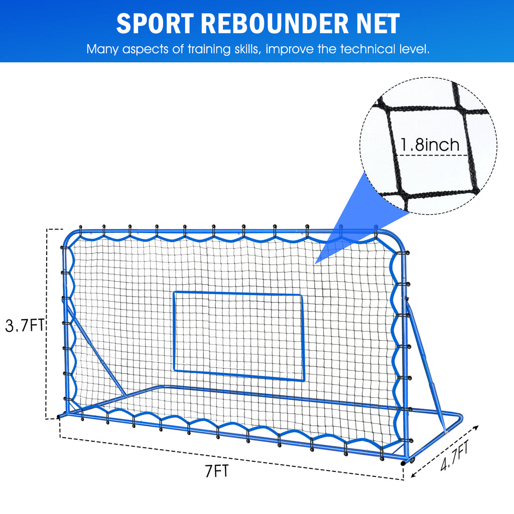 Winthai Soccer Rebounder Net, Quick-Switch Angle Soccer Training for Control, Passing Practice, Easy Setup Rebounder Gifts & Equipment for Kids,Teens & Adults 7.0X3.7FT