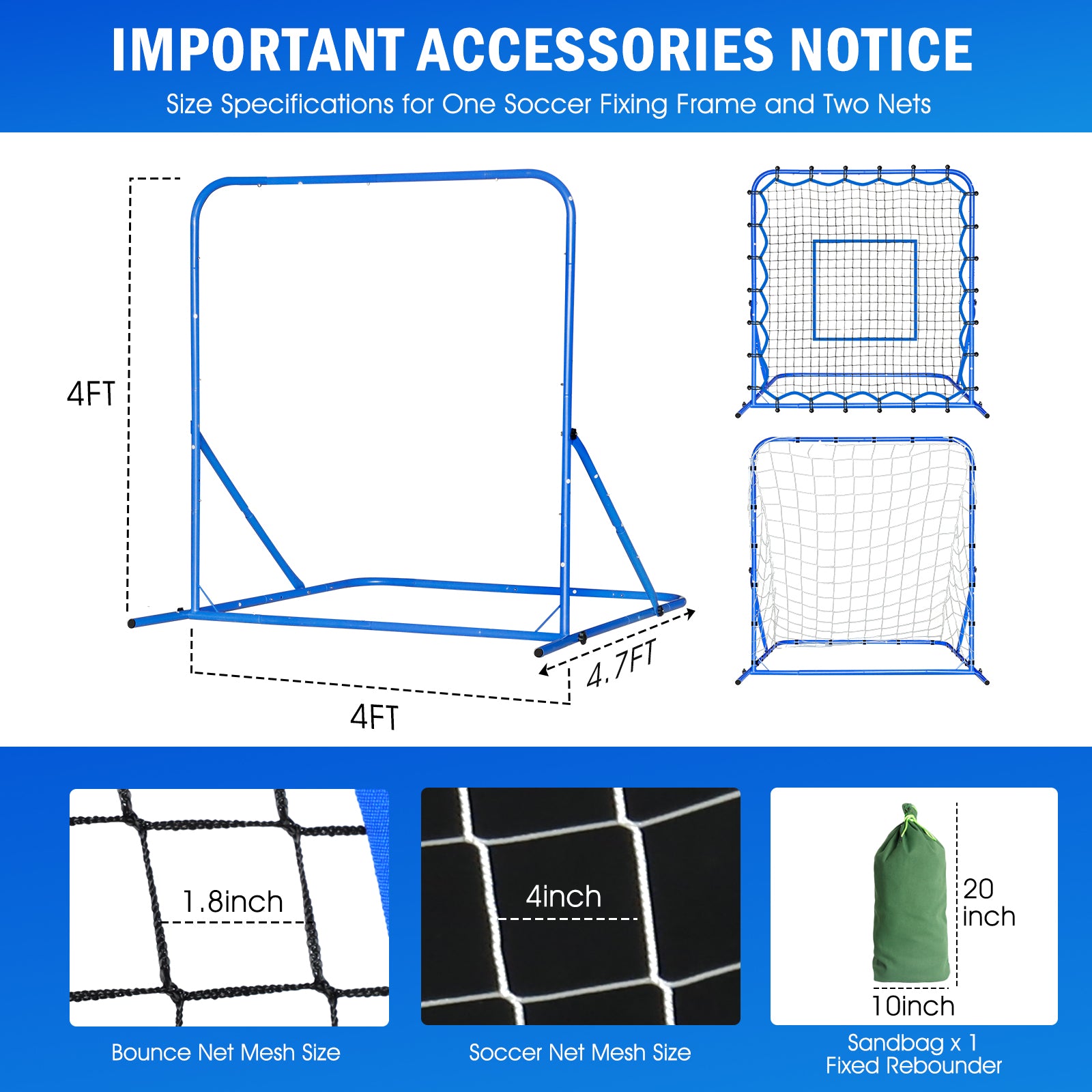 Winthai Dual-Mode Soccer Goal Net & Soccer Rebounder Net,Premium Durability for Intense Shooting Training,Quick-Switch Angle Soccer Training for Control,Passing Practice,Soccer Gifts for Kids Teen Adult 4X4FT