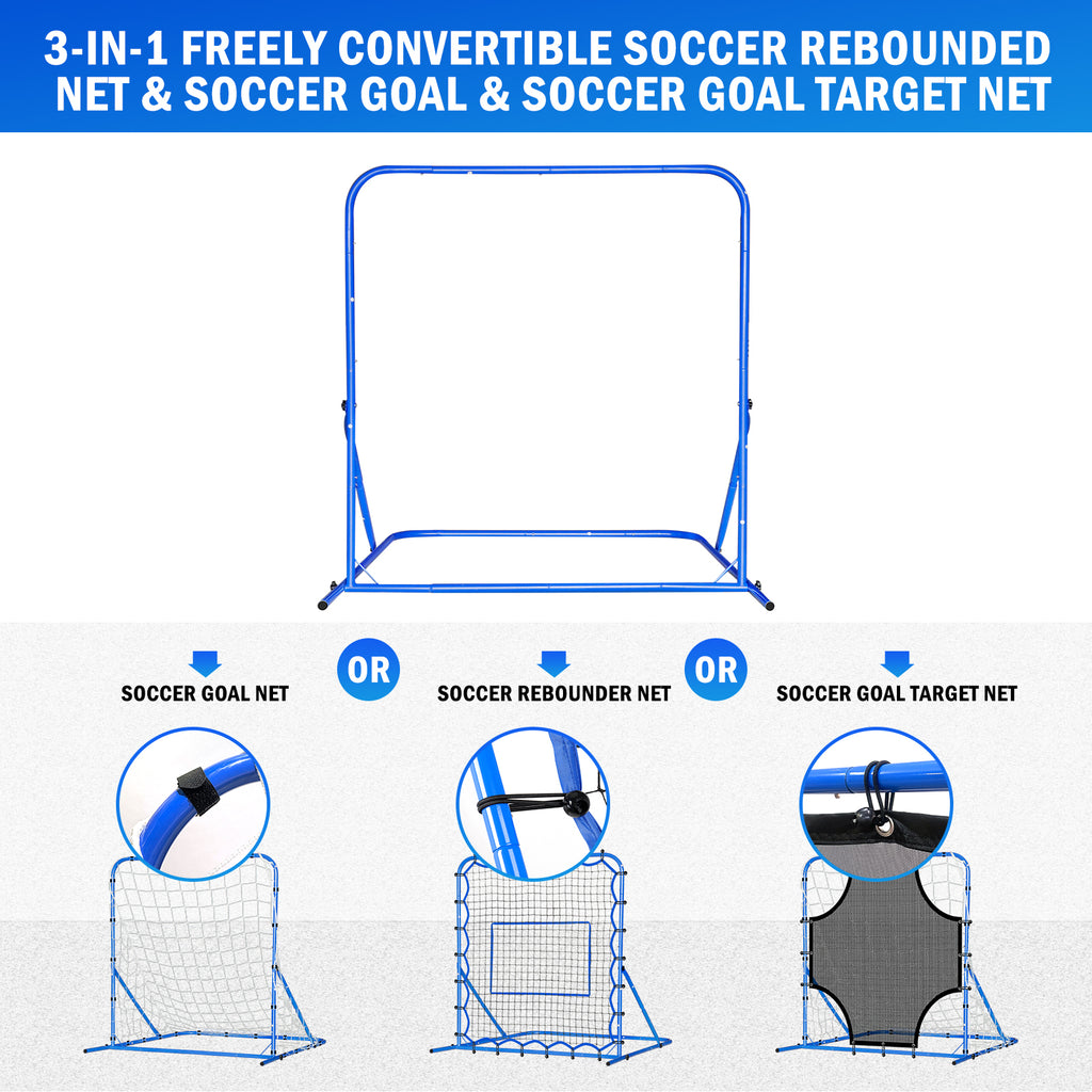 Winthai Three Mode Soccer Goal & Rebounder Net & Target Net,Four Targets for Precise Training,Tough-Built for Intense Shots,Quick-Switch Angle Soccer Training for Control/Passing Practice for Kids Teen 4X4FT