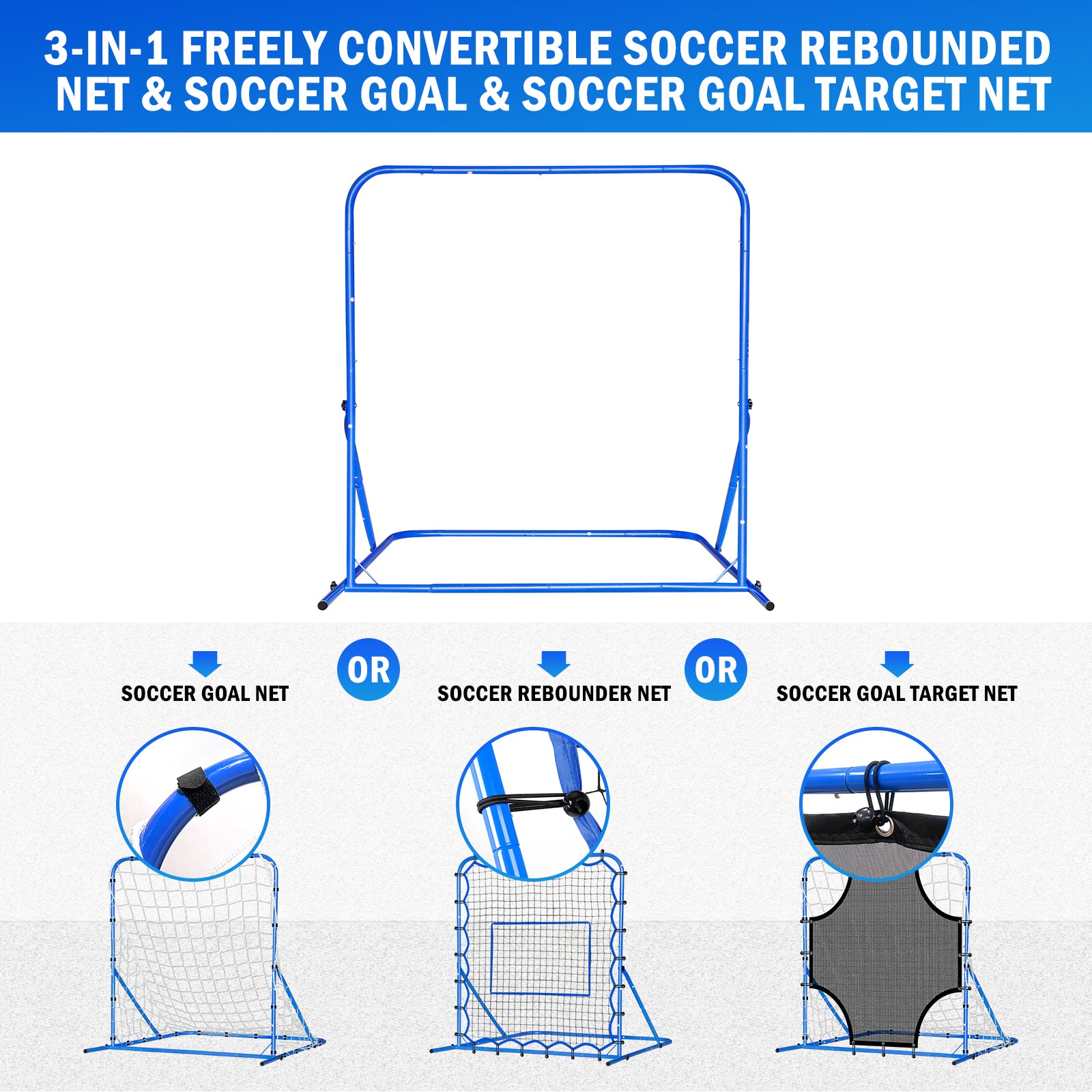Winthai Three Mode Soccer Goal & Rebounder Net & Target Net,Four Targets for Precise Training,Tough-Built for Intense Shots,Quick-Switch Angle Soccer Training for Control/Passing Practice for Kids Teen 4X4FT