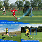 Winthai Three Mode Soccer Goal & Rebounder Net & Target Net,Four Targets for Precise Training,Tough-Built for Intense Shots,Quick-Switch Angle Soccer Training for Control/Passing Practice for Kids Teen 4X4FT