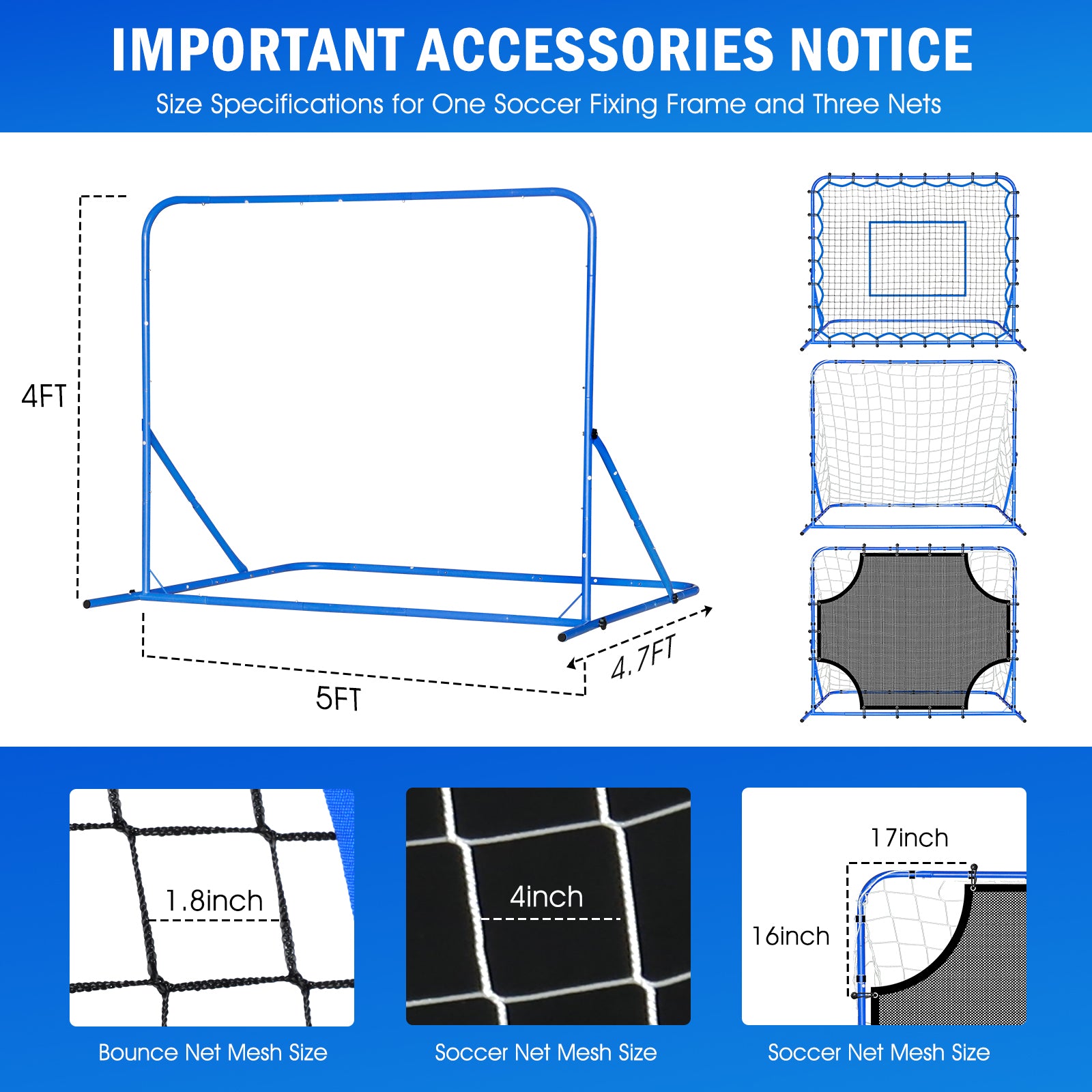 Winthai Three Mode Soccer Goal & Rebounder Net & Target Net,Four Targets for Precise Training,Tough-Built for Intense Shots,Quick-Switch Angle Soccer Training for Control/Passing Practice for Kids Teen 5X4FT
