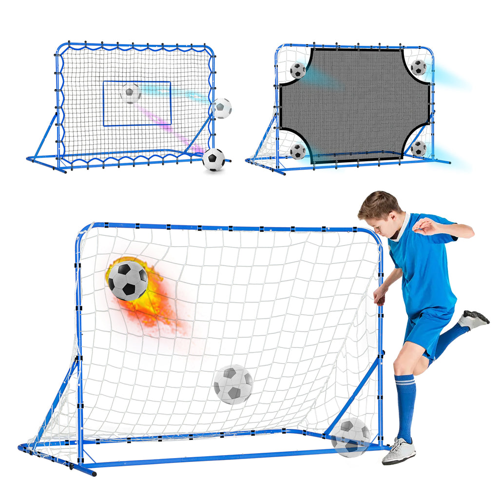 Winthai Three Mode Soccer Goal & Rebounder Net & Target Net,Four Targets for Precise Training,Tough-Built for Intense Shots,Quick-Switch Angle Soccer Training for Control/Passing Practice for Kids Teen 6X4FT