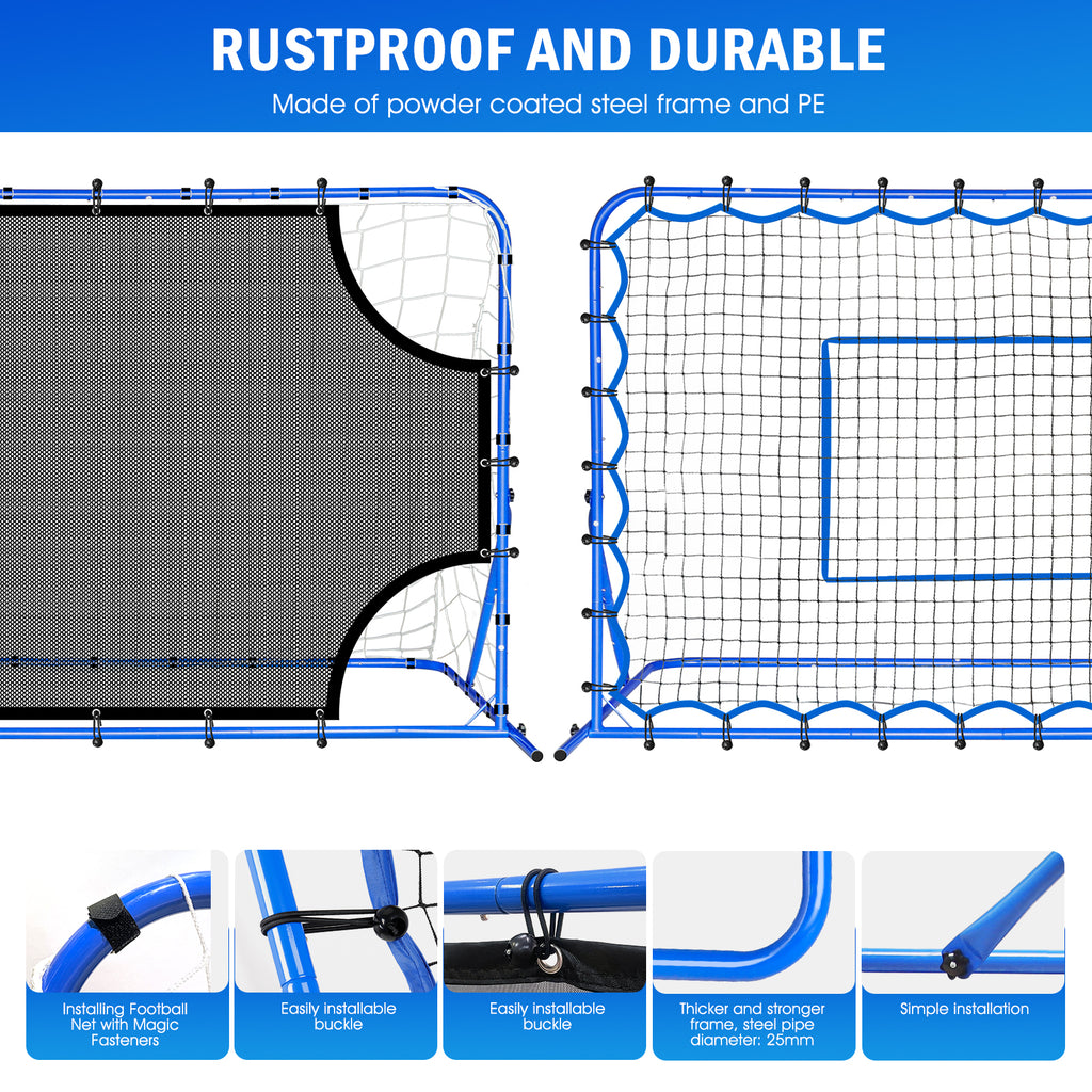 Winthai Three Mode Soccer Goal & Rebounder Net & Target Net,Four Targets for Precise Training,Tough-Built for Intense Shots,Quick-Switch Angle Soccer Training for Control/Passing Practice for Kids Teen 6X4FT