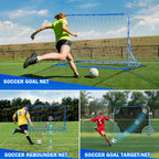 Winthai Three Mode Soccer Goal & Rebounder Net & Target Net,Four Targets for Precise Training,Tough-Built for Intense Shots,Quick-Switch Angle Soccer Training for Control/Passing Practice for Kids Teen 6X4FT