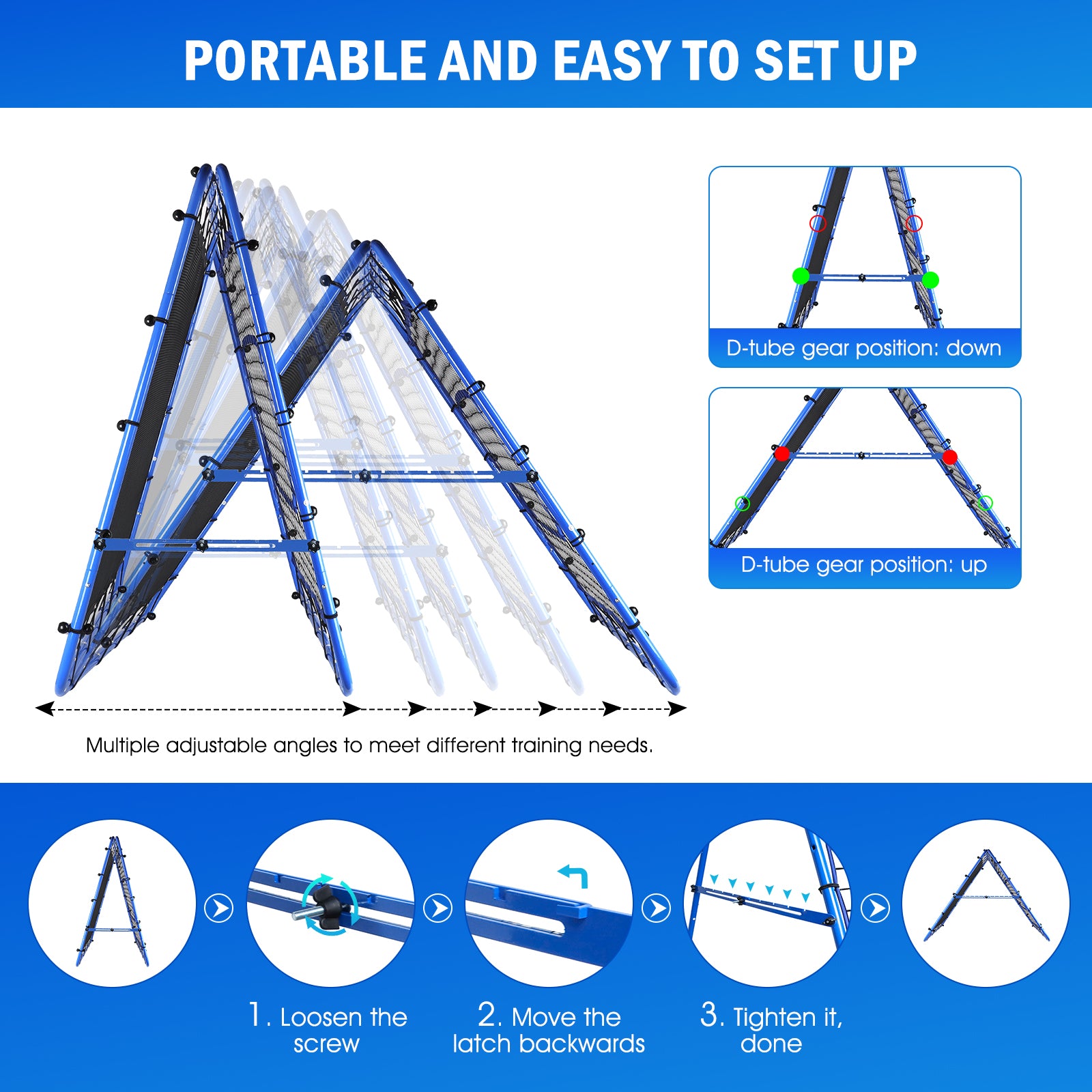 Winthai Dual-Sided Soccer Rebounder Net, Fast & Slow Rebound Speed Training for Control, Passing Practice, Easy Setup Baseball/Volleyball Rbounder Gifts & Equipment for Kids,Teens & Adults 4X4FT