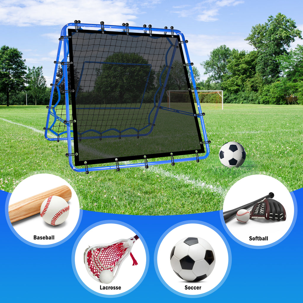 Winthai Dual-Sided Soccer Rebounder Net, Fast & Slow Rebound Speed Training for Control, Passing Practice, Easy Setup Baseball/Volleyball Rbounder Gifts & Equipment for Kids,Teens & Adults 4X4FT
