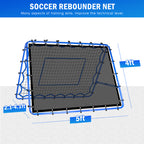 Winthai Dual-Sided Soccer Rebounder Net, Fast & Slow Rebound Speed Training for Control, Passing Practice, Easy Setup Baseball/Volleyball Rbounder Gifts & Equipment for Kids,Teens & Adults 5X4FT