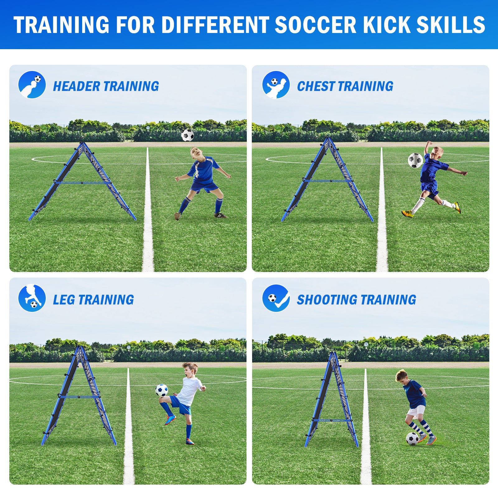 Winthai Dual-Sided Soccer Rebounder Net, Fast & Slow Rebound Speed Training for Control, Passing Practice, Easy Setup Baseball/Volleyball Rbounder Gifts & Equipment for Kids,Teens & Adults 5X4FT