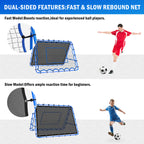 Winthai Dual-Sided Soccer Rebounder Net, Fast & Slow Rebound Speed Training for Control, Passing Practice, Easy Setup Baseball/Volleyball Rbounder Gifts & Equipment for Kids,Teens & Adults 5X4FT