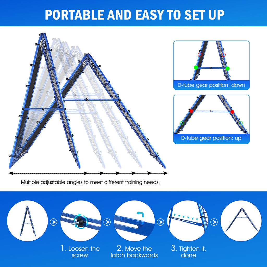 Winthai Dual-Sided Soccer Rebounder Net, Fast & Slow Rebound Speed Training for Control, Passing Practice, Easy Setup Baseball/Volleyball Rbounder Gifts & Equipment for Kids,Teens & Adults 5X5FT