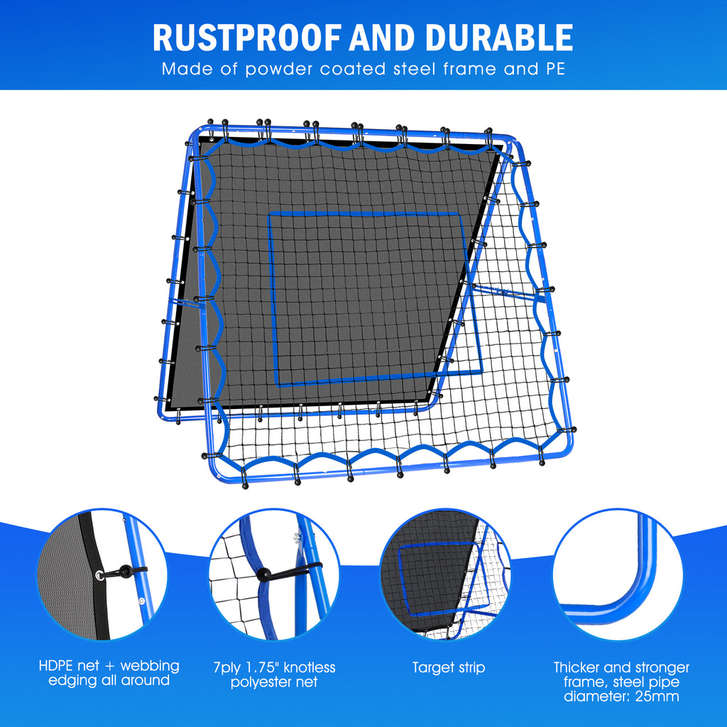 Winthai Dual-Sided Soccer Rebounder Net, Fast & Slow Rebound Speed Training for Control, Passing Practice, Easy Setup Baseball/Volleyball Rbounder Gifts & Equipment for Kids,Teens & Adults 5X5FT