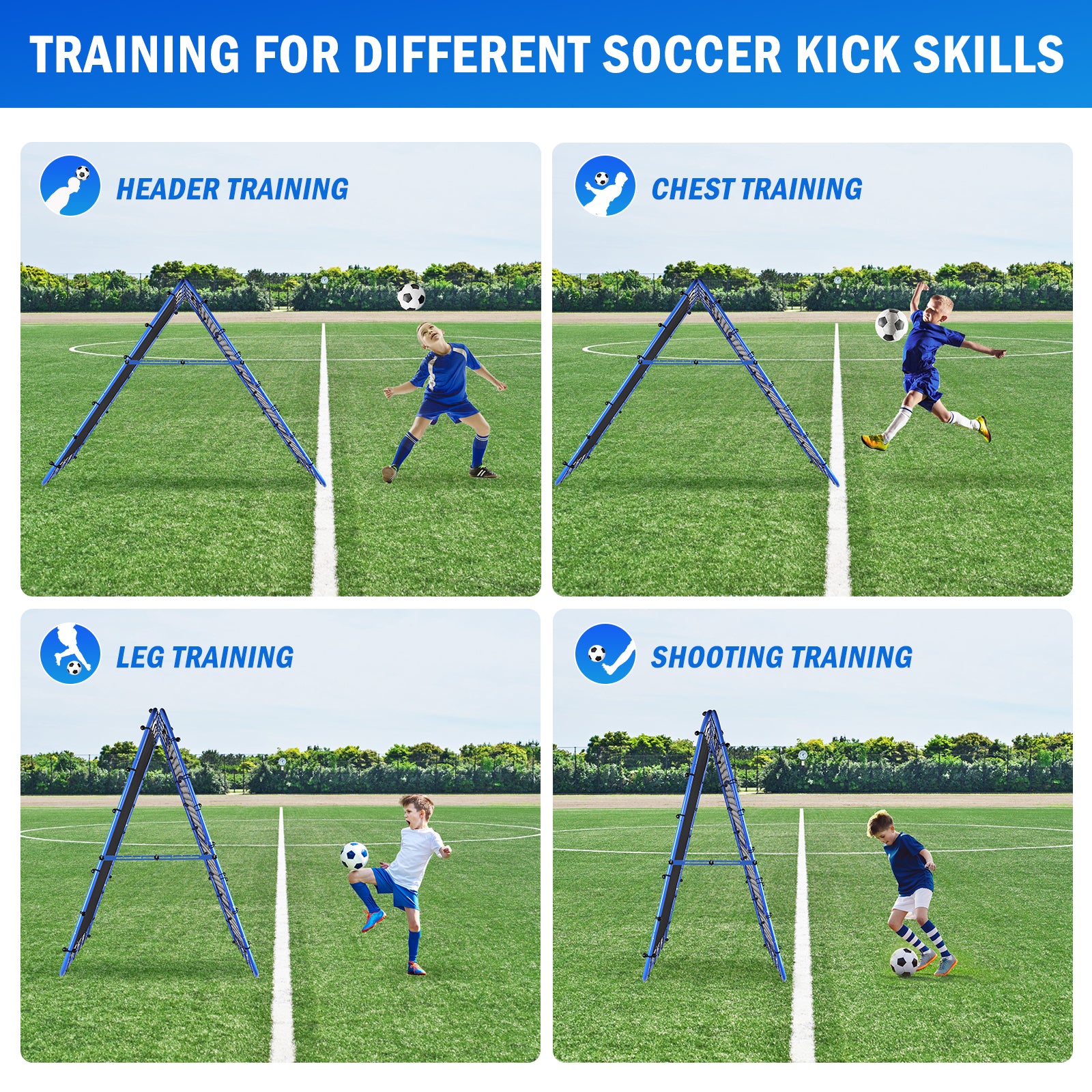 Winthai Dual-Sided Soccer Rebounder Net, Fast & Slow Rebound Speed Training for Control, Passing Practice, Easy Setup Baseball/Volleyball Rbounder Gifts & Equipment for Kids,Teens & Adults 5X5FT