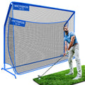 WICTTISPOSI Golf Hitting Net with Extra Striking Net, 10x7ft Heavy Duty Golf Practice Nets for Golfers Backyard Driving Swing, Golf Impact Cage Metal Frame with Storage Bag&Elevated Base, Indoor Outdoor Use