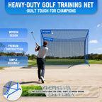 WICTTISPOSI Golf Hitting Net with Extra Striking Net, 10x7ft Heavy Duty Golf Practice Nets for Golfers Backyard Driving Swing, Golf Impact Cage Metal Frame with Storage Bag&Elevated Base, Indoor Outdoor Use