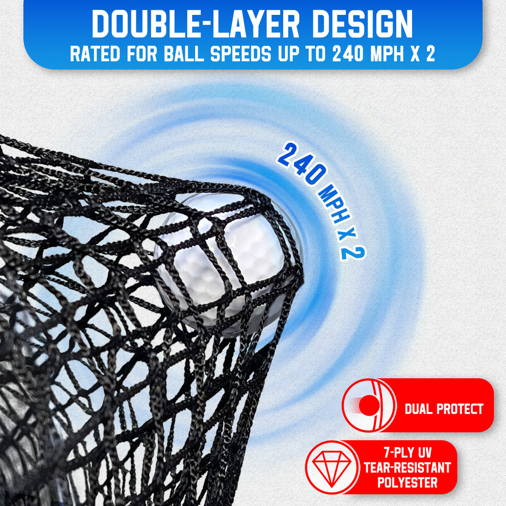 WICTTISPOSI Golf Hitting Net with Extra Striking Net, 10x7ft Heavy Duty Golf Practice Nets for Golfers Backyard Driving Swing, Golf Impact Cage Metal Frame with Storage Bag&Elevated Base, Indoor Outdoor Use