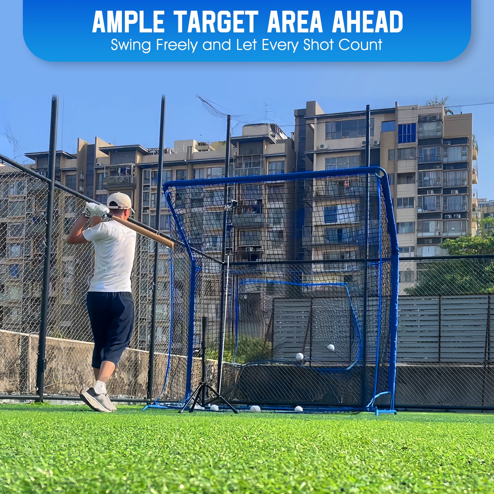 WICTTISPOSI Baseball Softball Net with Blocking System, 7x7ft Practice Cage for Batting/Pitching/Fielding, Metal Frame with Elevated Base and Storage Bag for Backyard Outdoor Indoor