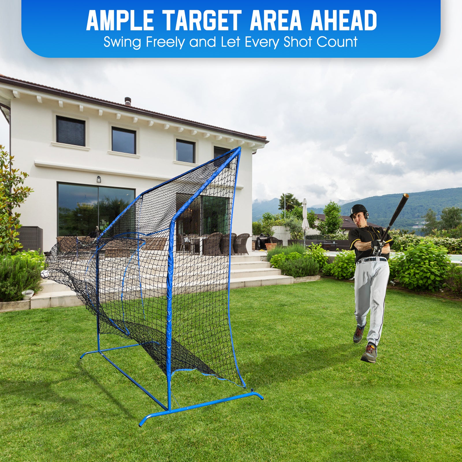 WICTTISPOSI Baseball Softball Net with Blocking System, 7x7ft Practice Cage for Batting/Pitching/Fielding, Metal Frame with Elevated Base and Storage Bag for Backyard Outdoor Indoor