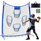 WICTTISPOSI Football Throwing Net, Upgrade Heavy Duty Metal Frame Quarterback Training Equipment Throwing Machine with 1-4 Targets, Easy Setup Football Target Practice with CarryBag, Allweather Indoor Outdoor Use 7X8FT