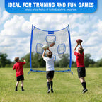 WICTTISPOSI Football Throwing Net, Upgrade Heavy Duty Metal Frame Quarterback Training Equipment Throwing Machine with 1-4 Targets, Easy Setup Football Target Practice with CarryBag, Allweather Indoor Outdoor Use 7X8FT