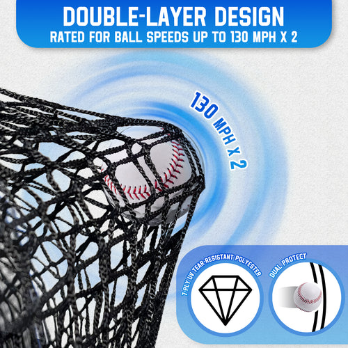 WICTTISPOSI 20ftx10ftx8ft Baseball Softball Cage with Hitting Net,Dual Sided 7-Ply Netting for Batting/Pitching/Fielding,Heavy-Duty Metal Frame and Windproof Ropes for Backyard Outdoor Indoor