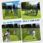 WICTTISPOSI 20ftx10ftx8ft Baseball Softball Cage with Hitting Net,Dual Sided 7-Ply Netting for Batting/Pitching/Fielding,Heavy-Duty Metal Frame and Windproof Ropes for Backyard Outdoor Indoor