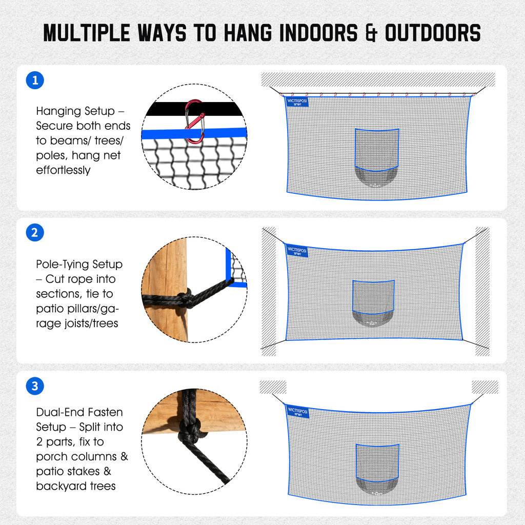 WICTTISPOSI Golf Net with Target Pocket, 20ft/15ft/10ft Golf Practice Net, Heavy-Duty Multi Sports Netting Barrier, Golf Hitting Net for Golfer Garages Backyard Driving Swing Chipping, Indoor Outdoor Use 20x10FT