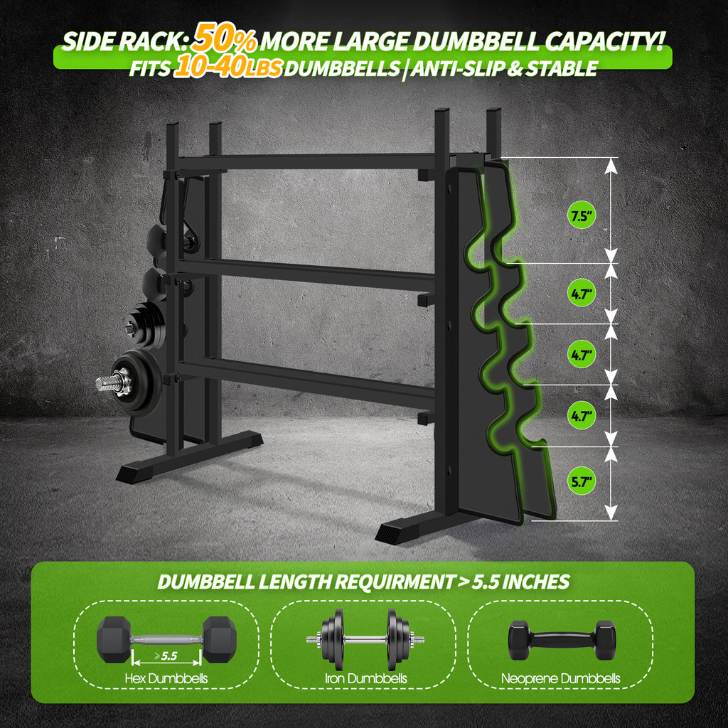 WICTTISPOSI 3-Tier Heavy Duty Dumbbell Rack,1200 LBS Capacity,Double-Side Extension Holder for Dumbbells & Kettlebells Home Gym Storage Rack BLACK