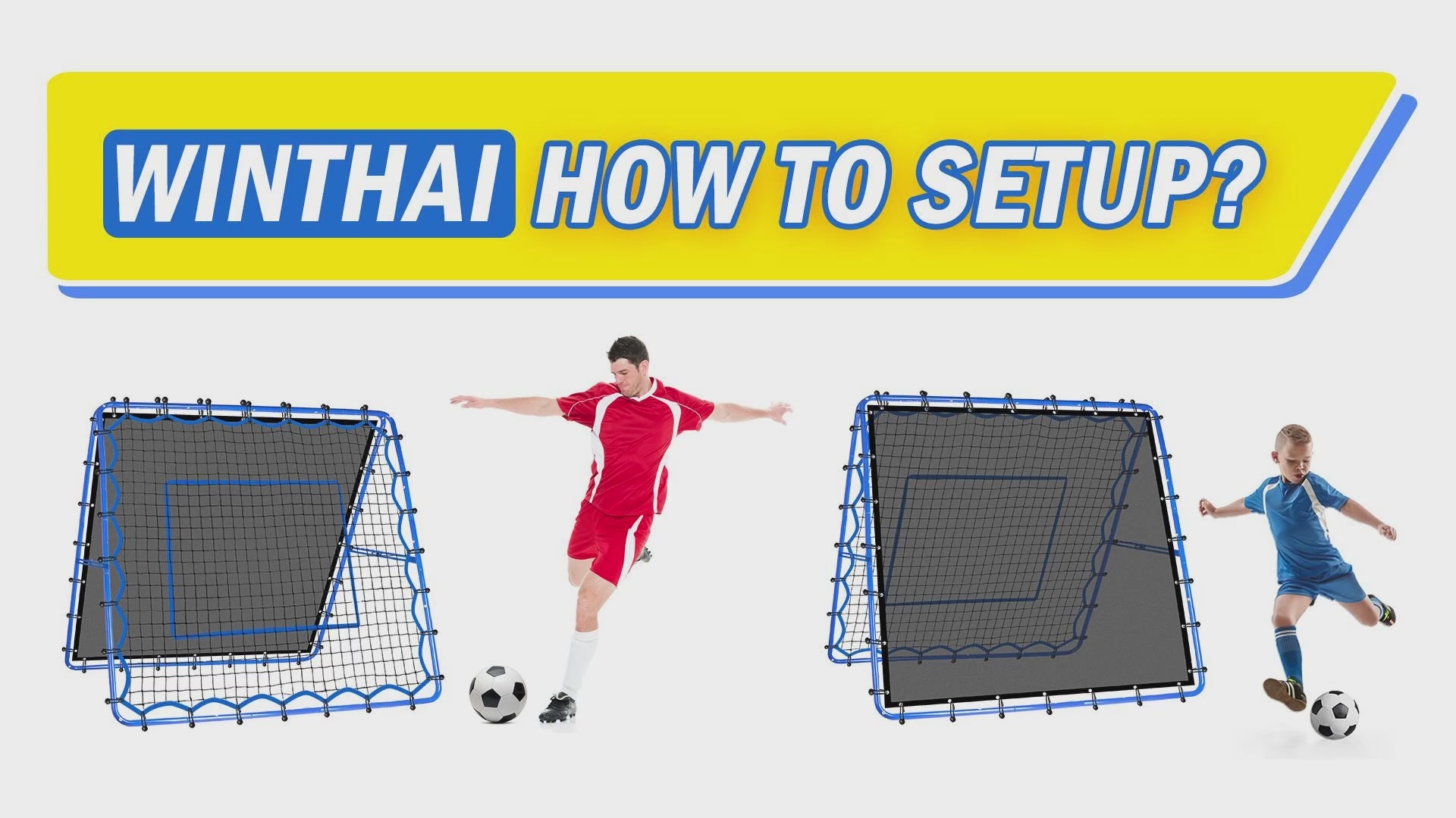 Winthai Dual-Sided Soccer Rebounder Net, Fast & Slow Rebound Speed Training for Control, Passing Practice, Easy Setup Baseball/Volleyball Rbounder Gifts & Equipment for Kids,Teens & Adults 5X5FT