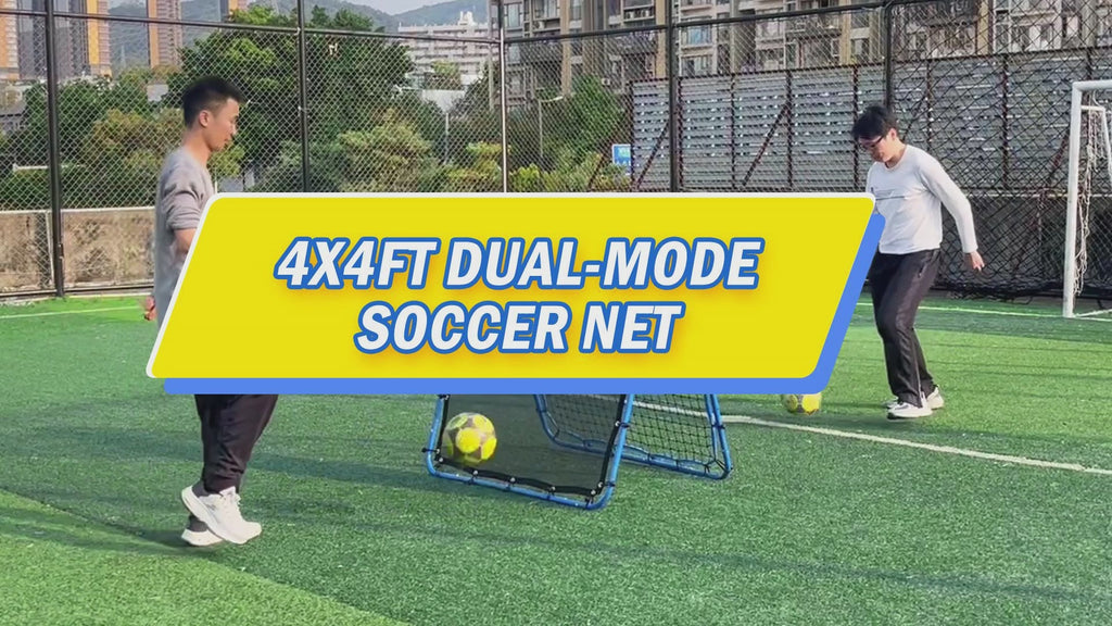 Winthai Dual-Sided Soccer Rebounder Net, Fast & Slow Rebound Speed Training for Control, Passing Practice, Easy Setup Baseball/Volleyball Rbounder Gifts & Equipment for Kids,Teens & Adults 4X4FT