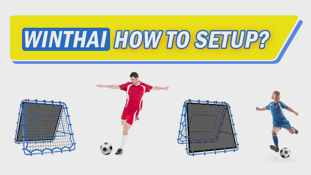 Winthai Dual-Sided Soccer Rebounder Net, Fast & Slow Rebound Speed Training for Control, Passing Practice, Easy Setup Baseball/Volleyball Rbounder Gifts & Equipment for Kids,Teens & Adults 4X4FT