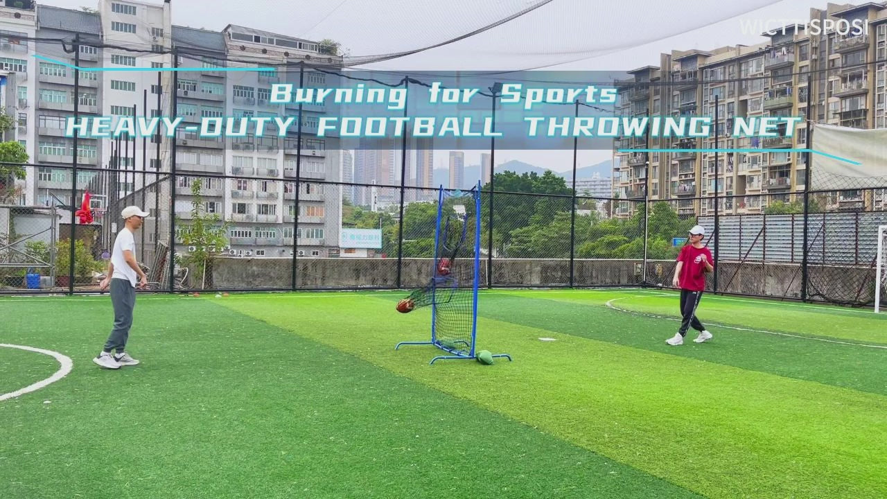 WICTTISPOSI Football Throwing Net, Upgrade Heavy Duty Metal Frame Quarterback Training Equipment Throwing Machine with 1-4 Targets, Easy Setup Football Target Practice with CarryBag, Allweather Indoor Outdoor Use 4X7FT